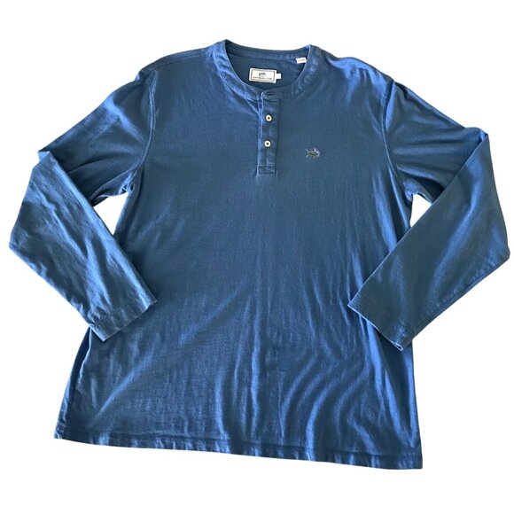 Southern Tide Men's Long Sleeve Pullover Henley Shirt Blue Fish Logo Size Large - Picture 1 of 3